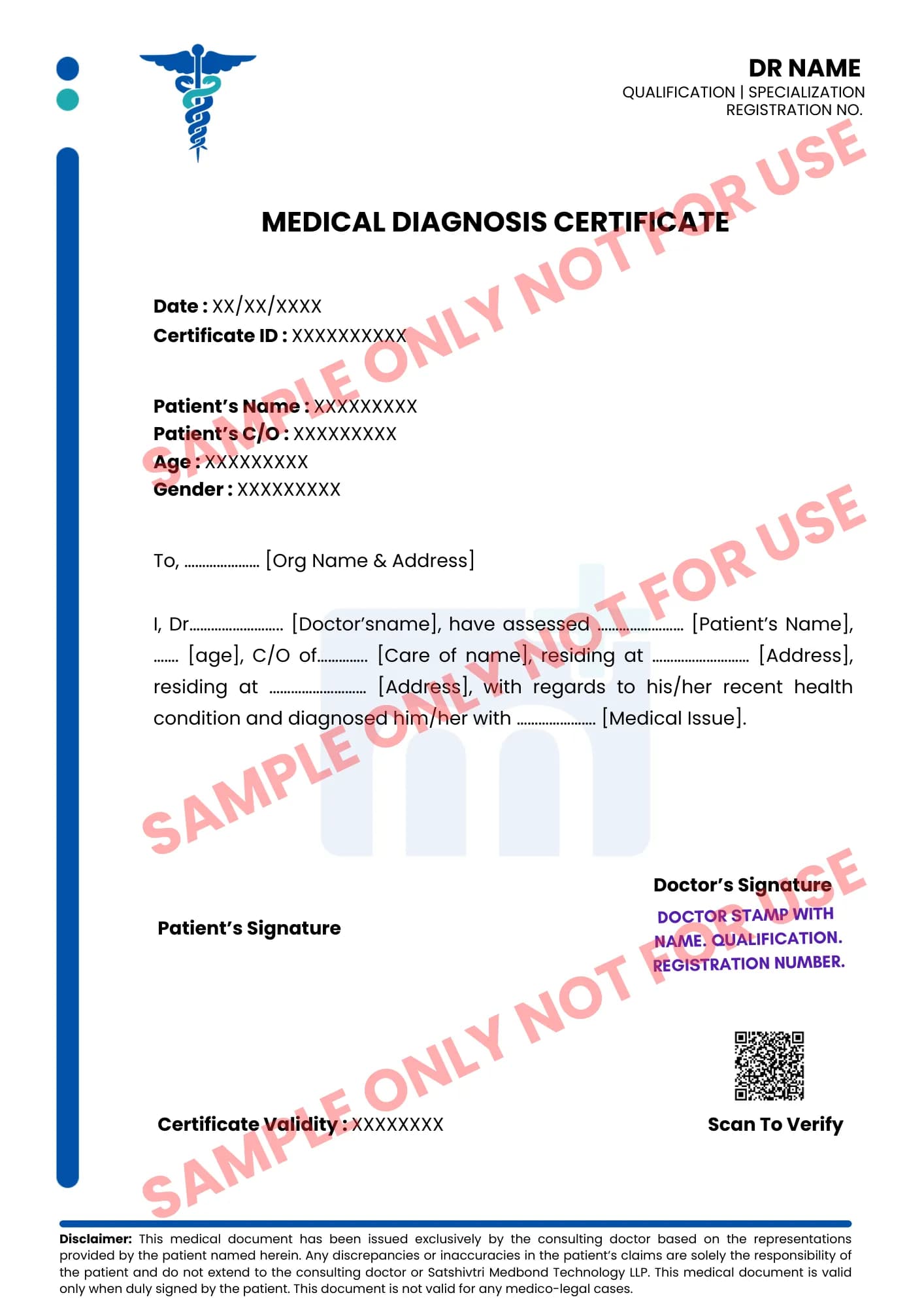 Sample of Medical Diagnosis Certificate