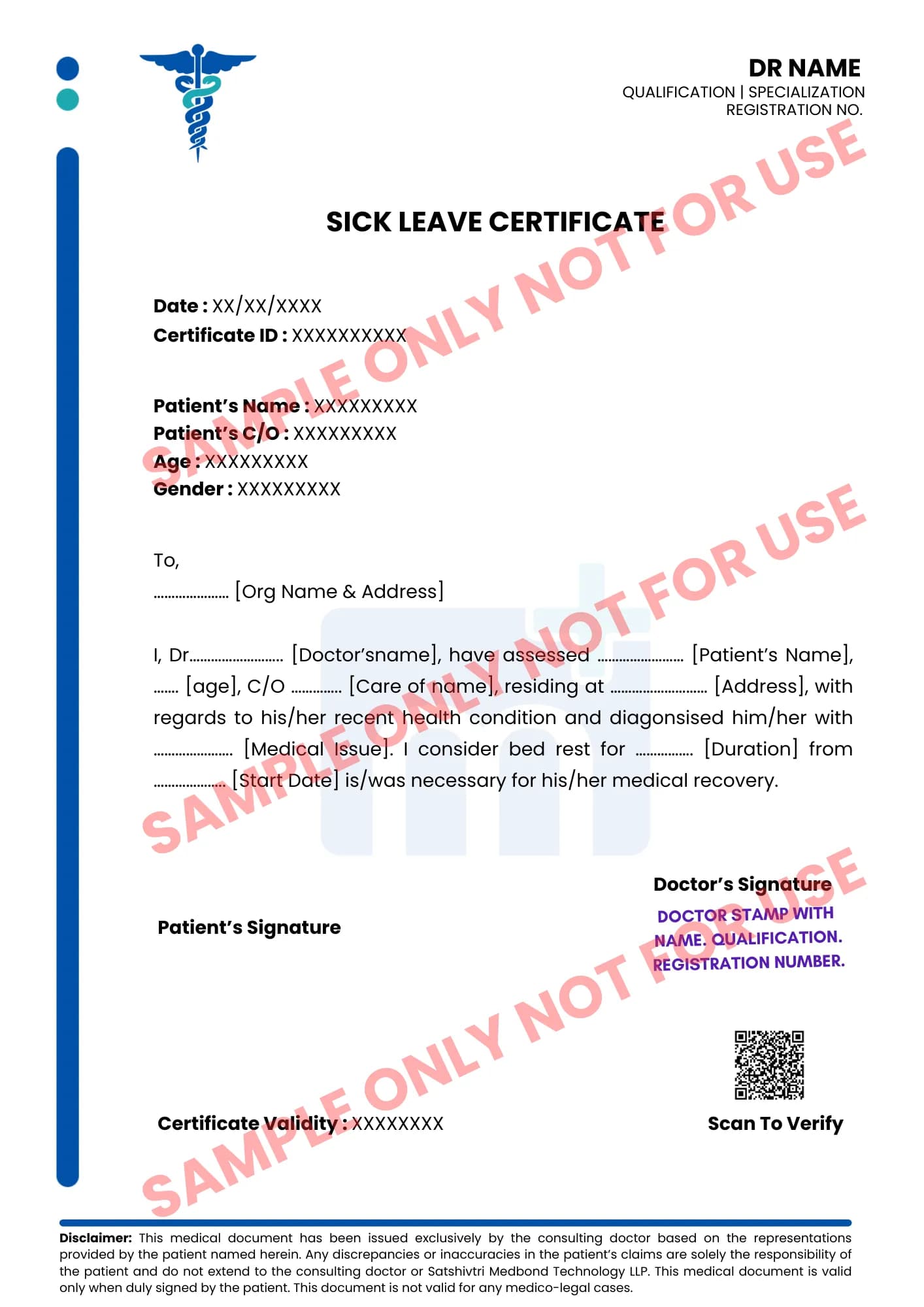 Sample of Sick Leave Certificate