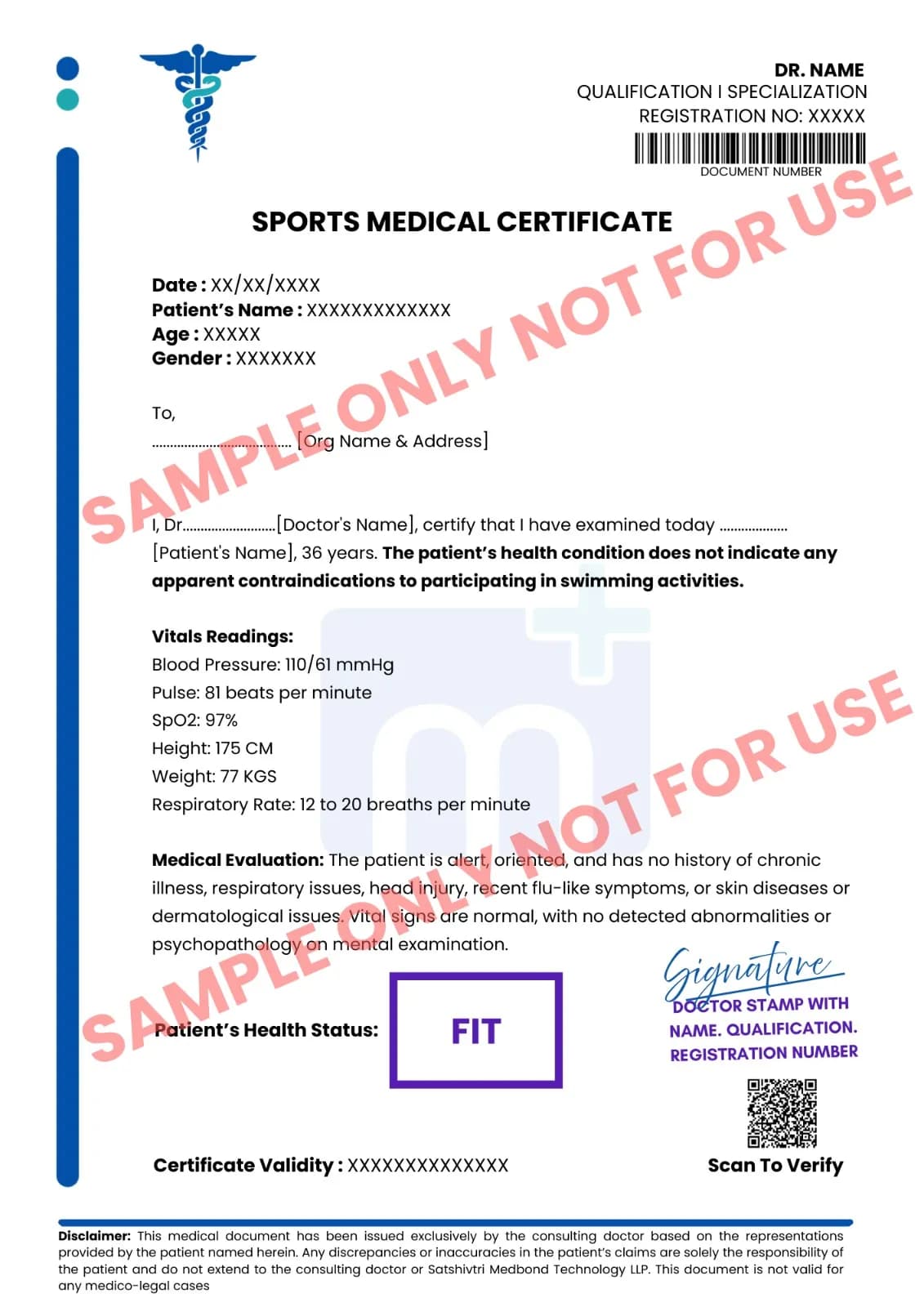 Sample of Sports Medical Certificate [Generic]