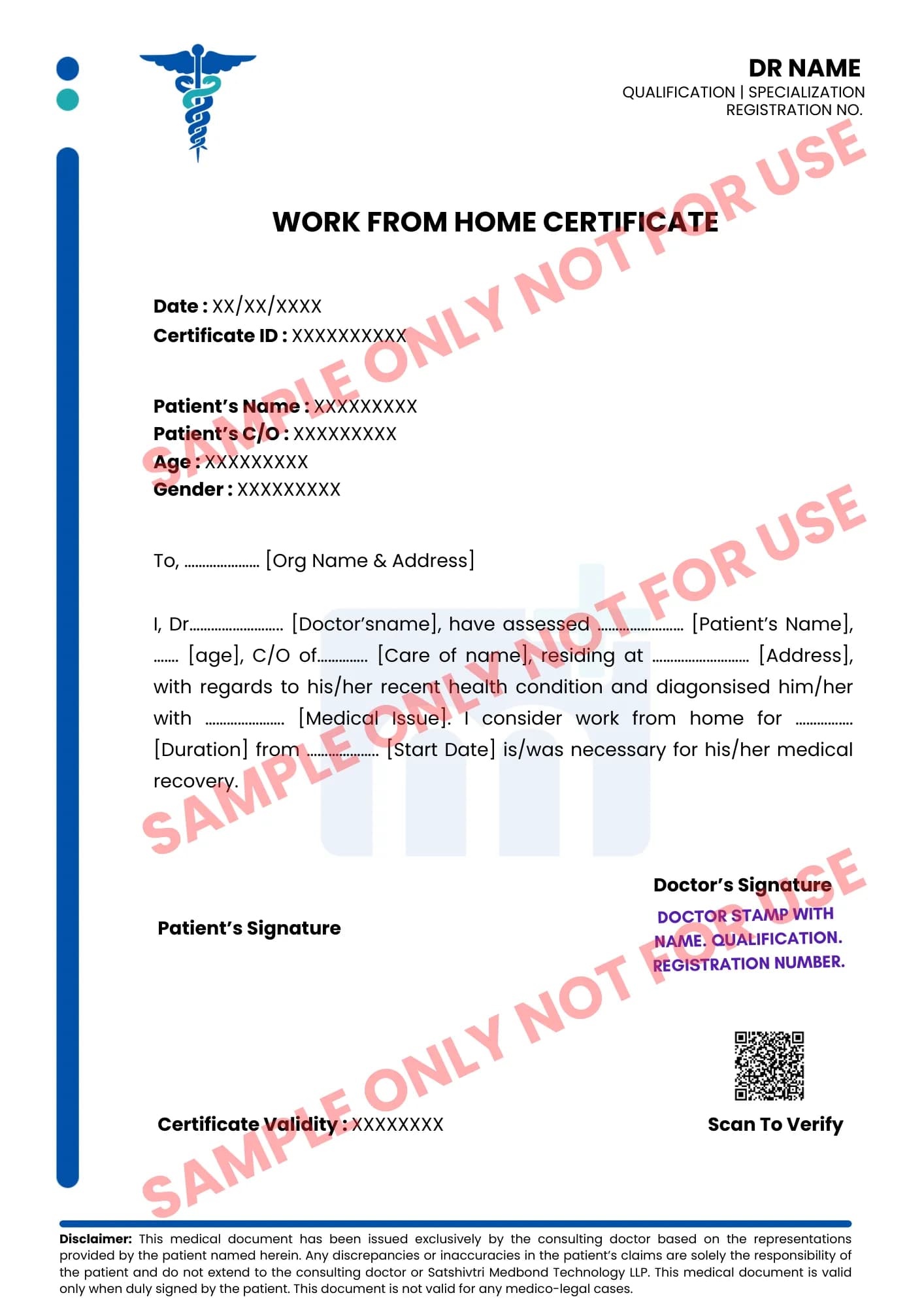 Sample of Work From Home Certificate