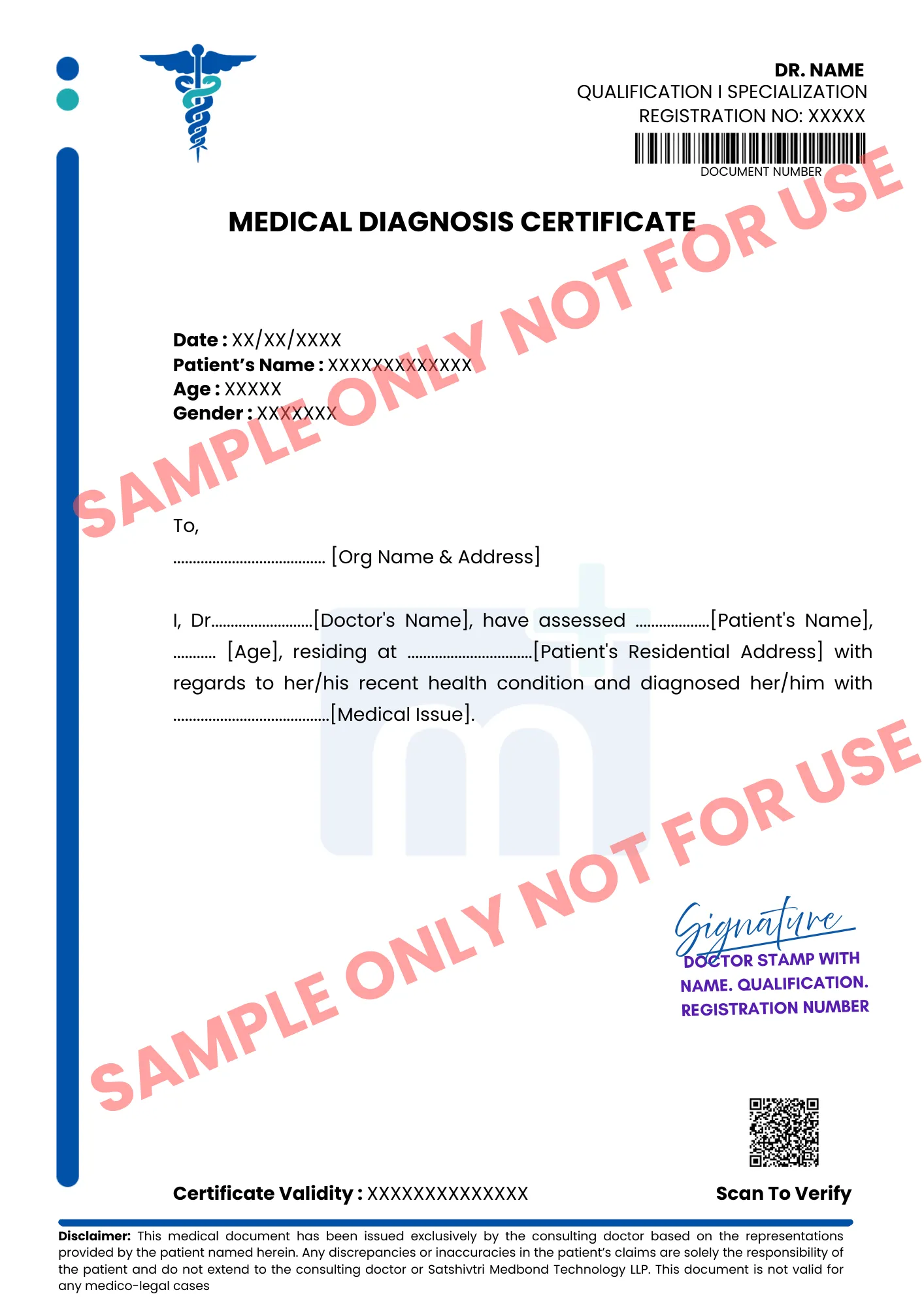 Sample of Medical Diagnosis Certificate